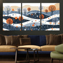 Abstract Winter Landscape Canvas Wall Art Print -  Large