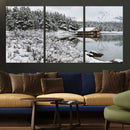 Winter Wall Art - Cabin by the Lake Canvas Wall Art - Serene by MyGreatCanvas | Canvas Wall Art Prints | Photo Prints & Wall Decor