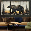 Vintage Bear Wall Art Canvas Print for Farmhouse - Mountain