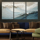 Waves Abstract Wall Art Print, Modern Framed Abstract Canvas