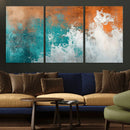 Vintage Abstract Print - Bold Teal and Orange Canvas Wall