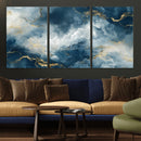 Large Abstract Print - Luxe Blue and Gold Abstract Canvas