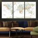 Animal World Map for Kids Room Decor
