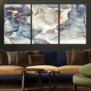 Abstract Blue and Gold Canvas Wall Art - Fluid Modern Ink