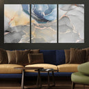 Large Abstract Blue and Gold Canvas Wall Art | Fluid Ink