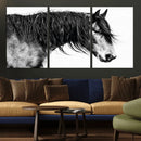 Black Horse Wall Art Canvas Print – Elegant Farmhouse Decor
