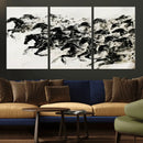 Abstract Horse Wall Art Canvas Print - Dynamic Black Ink