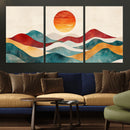 Southwest Mountain Wall Art Canvas Print – Boho Triptych