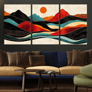 Western Wall Decor - Large Triptych Mountain Canvas - Boho