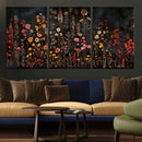 Dark Floral Canvas Wall Art - Moody Botanical Flower Print -