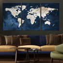 Vintage World Map Canvas Wall Art - Framed Map Print for