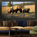 Grizzly Bear Family Wall Art Canvas Print – Majestic