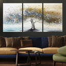 Silver Tree Wall Art – Framed Golden Leaves Canvas Artwork, by MyGreatCanvas | Canvas Wall Art Prints | Photo Prints & Wall Decor
