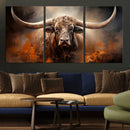 Highland Bull Canvas Abstract Canvas Wall Art Print –