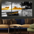 Yellow Rowboat Wall Art – Framed Tropical Shoreline Canvas by MyGreatCanvas | Canvas Wall Art Prints | Photo Prints & Wall Decor