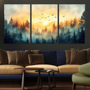 Sunrise Forest Wall Art – Framed Misty Pines Canvas Artwork by MyGreatCanvas | Canvas Wall Art Prints | Photo Prints & Wall Decor