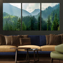 Misty Forest Mountain Wall Art Canvas Print – Framed Serene