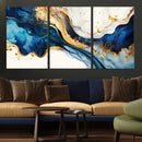 Blue Gold Flow Wall Art Canvas Print – Framed Marble Design by MyGreatCanvas | Canvas Wall Art Prints | Photo Prints & Wall Decor