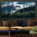 Misty Forest Wall Art Canvas Print – Pine Hills Foggy Trees