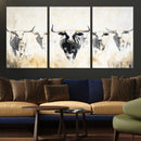 Texas Longhorn Wall Art Canvas Print – Rustic Western Bull