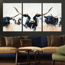 Texas Longhorn Wall Art Canvas Print – Majestic Horned Bull