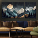Moonlit Mountain Wall Art Canvas Print – Silhouetted Pines