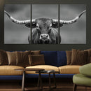 Texas Longhorn Wall Art Canvas Print – Framed Western Bull