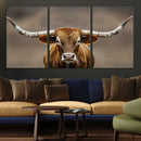 Texas Longhorn Wall Art Canvas Print – Brown Bull Rustic