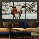 Texas Longhorn Wall Art Canvas Print – Framed Spotted Bull