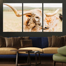 Texas Longhorn Wall Art Canvas Print – Framed Spotted Cow