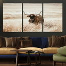 Texas Longhorn Wall Art Canvas Print – Framed Brown Horned