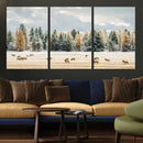 Elk Herd Wall Art – Framed Snowy Forest Canvas Artwork, by MyGreatCanvas | Canvas Wall Art Prints | Photo Prints & Wall Decor