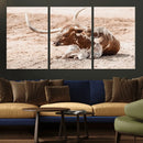 Texas Longhorn Wall Art – Framed Resting Bull Canvas by MyGreatCanvas | Canvas Wall Art Prints | Photo Prints & Wall Decor