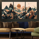 Wood Mountain Landscape Wall Art Canvas Print – Framed