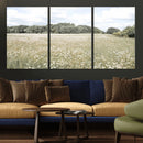 Charming Daisy Field Wall Art Canvas Print – Framed Pastel