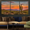 Saguaro Cactus Wall Art Canvas Print – Framed Arizona Sunset