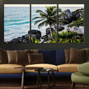 Tropical Coastline Wall Art Canvas Print – Framed Palm Tree
