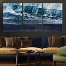 Black Beach Wall Art Canvas Print – Framed Aerial Ocean View