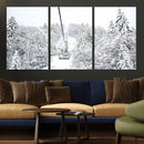 Snowy Ski Lift Wall Art – Framed Winter Mountain Canvas by MyGreatCanvas | Canvas Wall Art Prints | Photo Prints & Wall Decor