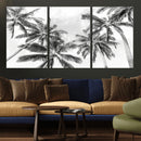 Black and White Palm Wall Art Canvas Print – Framed
