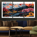 Modern Japanese Wall Art Canvas Print – Framed Abstract