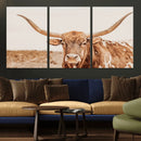 Longhorn Bull Wall Art Canvas Print – Framed Western Cow