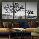 Joshua Tree Wall Art Canvas Print – Framed Monochrome Desert