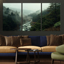 Misty Forest Wall Art Canvas Print – Framed Foggy River