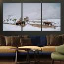 Bison Wildlife Wall Art Canvas Print – Framed Snowy Prairie