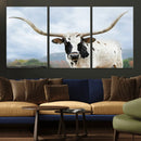 Texas Longhorn Wall Art Canvas Print – Framed Western Rustic