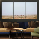 Foggy Plains Wall Art Canvas Print – Framed Horseback Riders