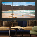 Tranquil Beach Scene Wall Art Canvas Print – Framed Blue