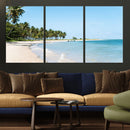 Palm Tree Coast Wall Art Canvas Print – Framed Island Getaway with Crystal Blue Water Scenic Artwork for Home, Office by MyGreatCanvas | Canvas Wall Art Prints | Photo Prints & Wall Decor