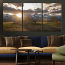 Snowy Peaks Wall Art Canvas Print – Rustic Mountain